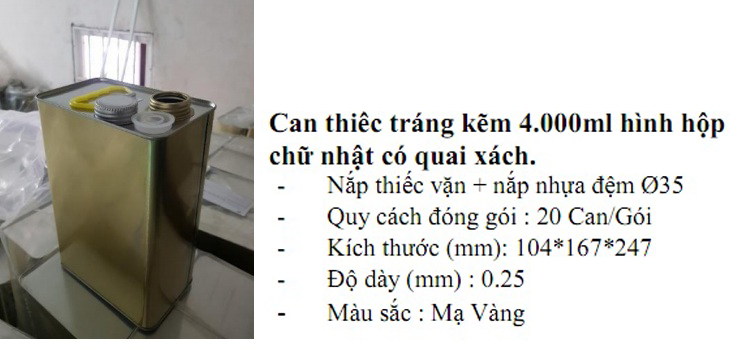 thông số can thiếc 4L
